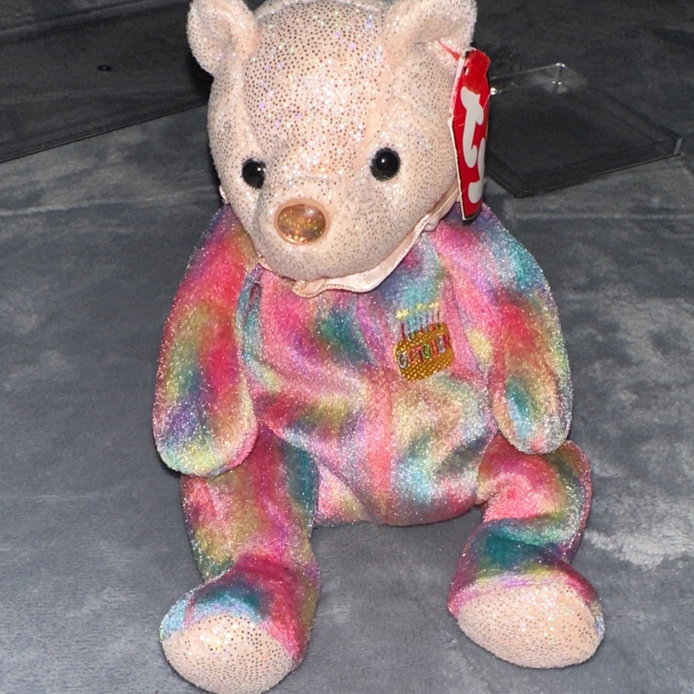 Ty Sparkly Tie-Dye Bear with October Patch
